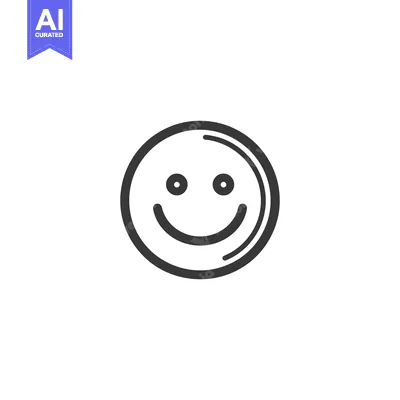 Aset desain premium: Minimalist Smiley Face Icon with Double Circle Outline, Black and Whit