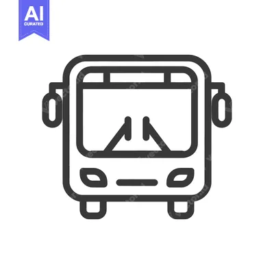 Aset premium populer: Bold Outline of a Bus Icon on White Background, Front View