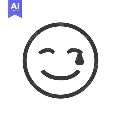Aset desain premium: Winking Crying Emoji: Expressive Icon with Single Tear