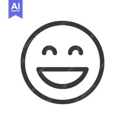 Minimalist Happy Emoji Icon with Smiling Face and Closed Eyes