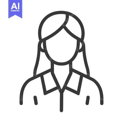 Aset desain premium: A simple line illustration depicting the silhouette of a woman
