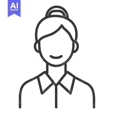 Premium design asset: A smiling woman icon with hair in a neat and simple bun