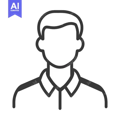 Aset premium populer: A simple outlined depiction of a human male portrait