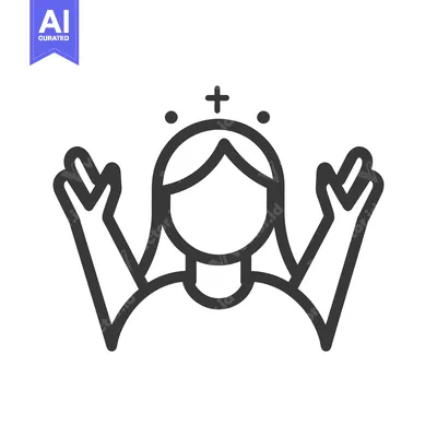 Aset desain premium: Illustration depicting a woman with a cross and raised hands
