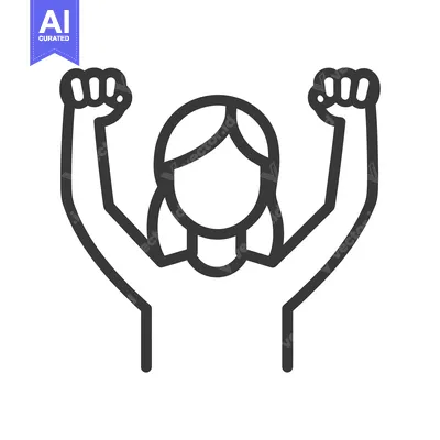 Aset premium populer: A stylized illustration of a woman with raised arms and fists