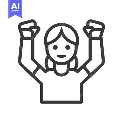 Popular premium asset: A simple line drawing of a person with raised arms