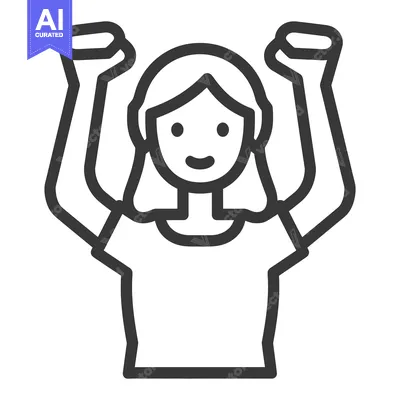 Aset premium populer: A Line Drawing Depicting a Woman with Arms Raised Up
