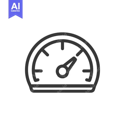 Aset premium populer: Minimalist Speedometer Icon: Bold Outline on White Background