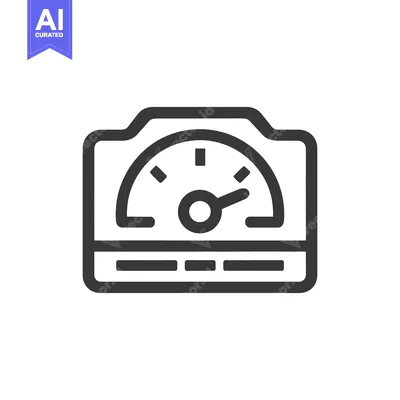 Aset premium populer: Minimalist Gauge Icon: Precise Measurement, Dark Gray Outline on White
