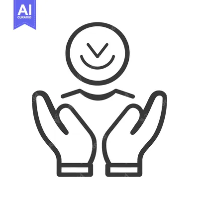 Aset desain premium: Illustration depicting a person receiving care from two open hands