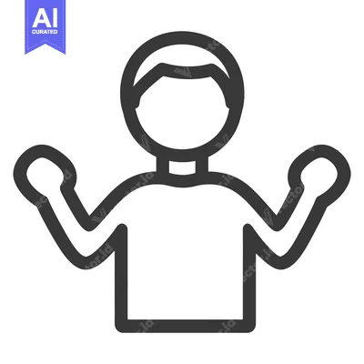 Aset desain premium: A simple illustrated figure of a person with arms raised