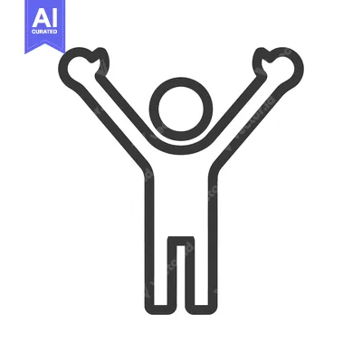 Aset premium populer: A Simple Outline Illustration Depicting A Person With Arms Raised