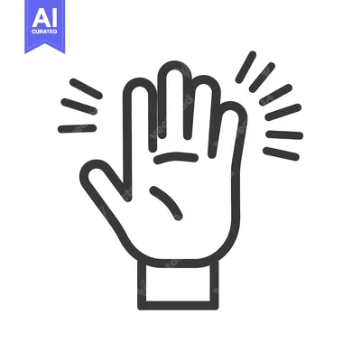 Aset desain premium: A simple illustrated outline of a hand giving a high five