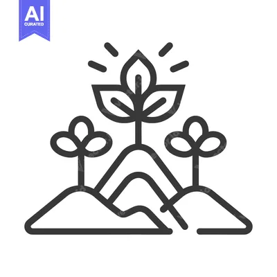 Aset desain premium: Three small plants are growing out of the small hills