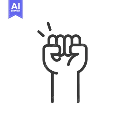Aset premium populer: A simplified illustration of a clenched fist with radiating lines