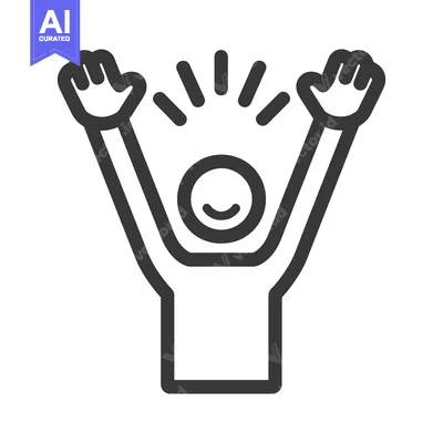 Aset premium populer: A happy person is celebrating their joy with open arms