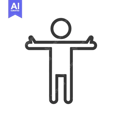 Aset desain premium: Simple outlined icon of a person with arms stretched outward