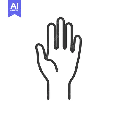 Premium design asset: A stylized outline drawing of a human hand gesturing upwards