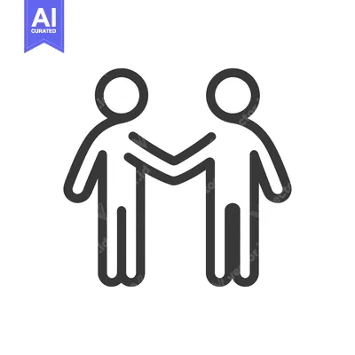 Aset premium populer: Two stick figure people shaking hands with each other