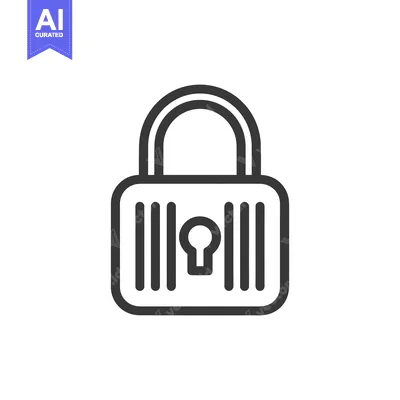 Aset desain premium: Minimalist Padlock Icon with Keyhole and Vertical Bars, Security Conce