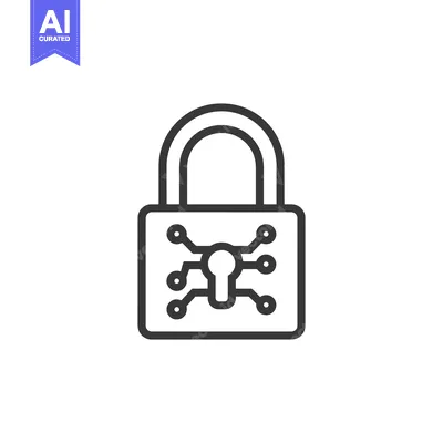 Aset premium populer: Digital Security: Padlock with Circuit Board Design, Isolated Icon