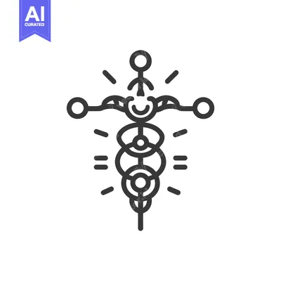 Premium design asset: Mystical Symbol: Geometric Design with Circles and Lines on White Back