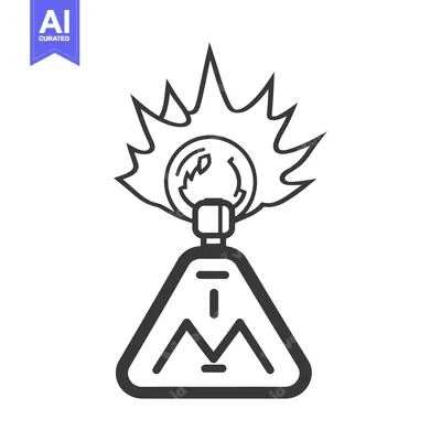 Aset desain premium: An abstract symbol with a flame design and a mountain motif