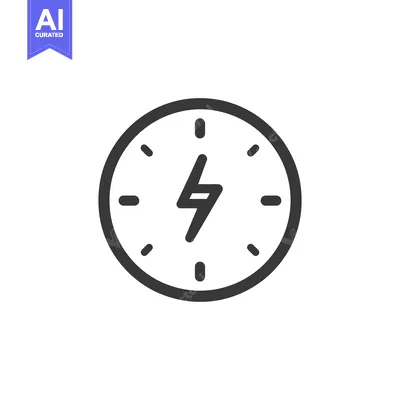 Aset desain premium: Energy Time: Clock with Lightning Bolt Hand Icon