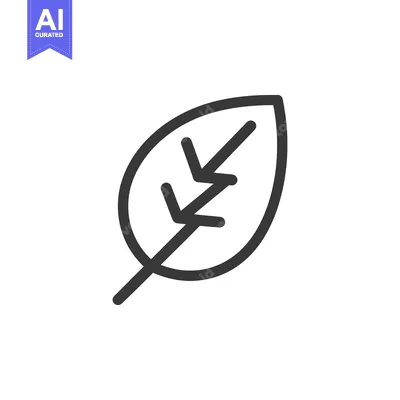 Aset desain premium: Minimalist Leaf Icon: Simple Outline Design on White Background