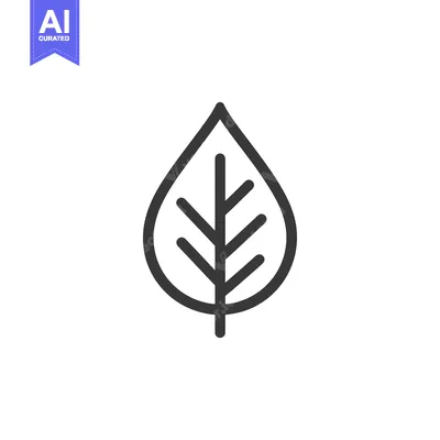 Premium design asset: Minimalist Leaf Icon: Simple Line Art on White Background