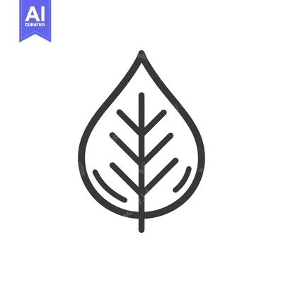 Aset desain premium: Minimalist Leaf Icon: Bold Outline, Simple Veins, Nature Symbol