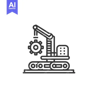 Aset desain premium: Minimalist Line Art: Industrial Crane Lifting Gear, Isolated on White