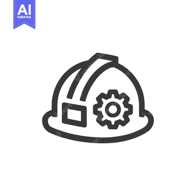Aset desain premium: Hard Hat with Gear Icon: Safety and Engineering Symbolism