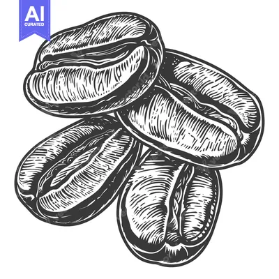 Aset premium populer: Engraved Illustration of Four Coffee Beans