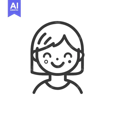 Aset desain premium: A simple illustrated depiction of a smiling female character