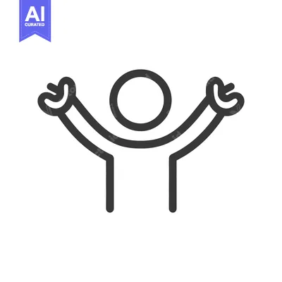 Aset desain premium: Simplified line drawing depicting a person with arms outstretched in j