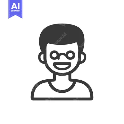 Premium design asset: Simple illustration of a person wearing eyeglasses and smiling brightl