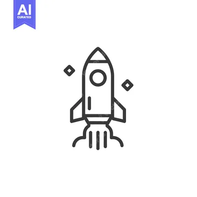 Aset premium populer: Minimalist Rocket Launch Icon with Stars on White Background
