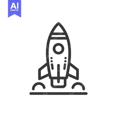 Premium design asset: Bold Line Art: Rocket Launching into Space Exploration