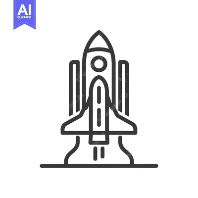 Aset premium populer: Bold Outline of Rocket Launching on Platform, White Background