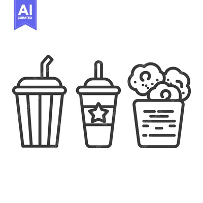 Aset desain premium: Three food and drink icons representing fast food products