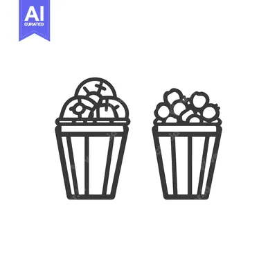 Aset desain premium: Two filled striped containers depicting various types of snacks