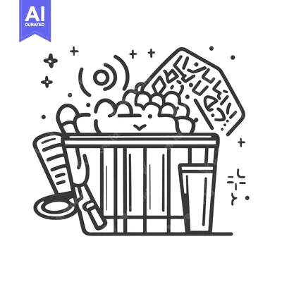 A simple illustration depicting a bath filled with bubbles and accesso