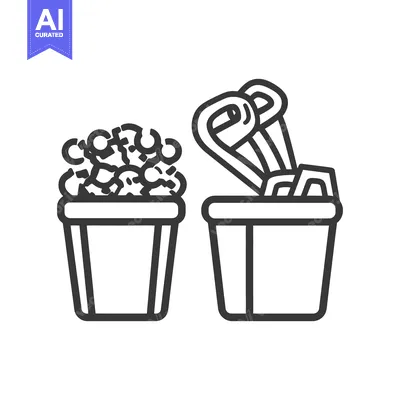 Aset desain premium: Two filled containers with possible movie theater snack items