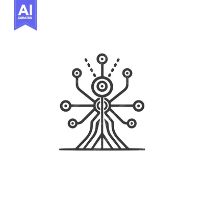 Aset premium populer: Abstract Tech Tree Icon: Minimalist Circuit Design on White Background