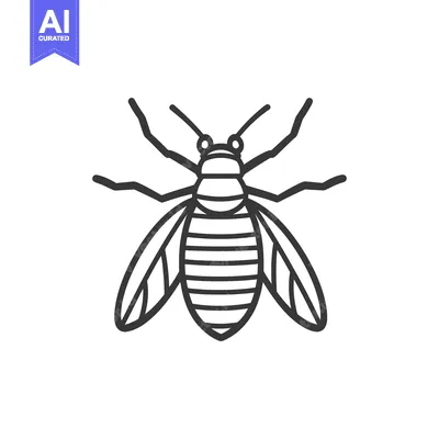 Premium design asset: A simple black and white illustration of an insect or bug