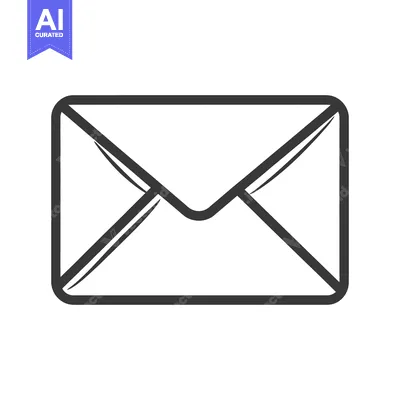 Aset desain premium: A simple black and white illustration of a closed envelope on white