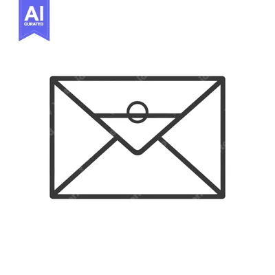 Premium design asset: Simple line drawing illustration of a closed paper envelope icon