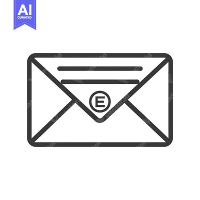 Aset desain premium: A simple graphic illustration showing a closed envelope with letter E
