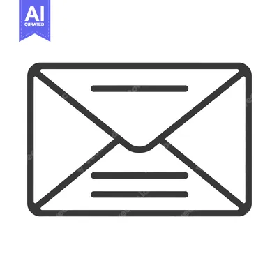 Aset desain premium: A simple black and white outline of an envelope icon